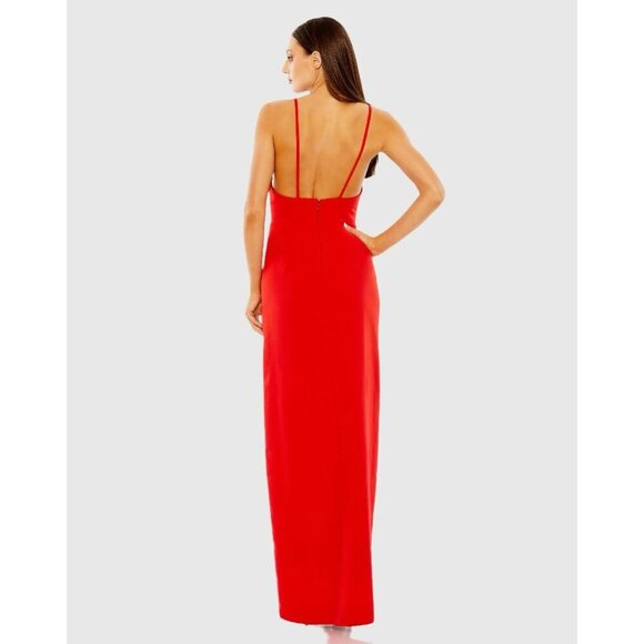 New Mac Duggal Size 0 Red 27434 spaghetti strap Cutout High Slit V-Neck Gown - Picture 3 of 12